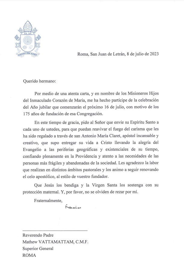 carta papa 202307